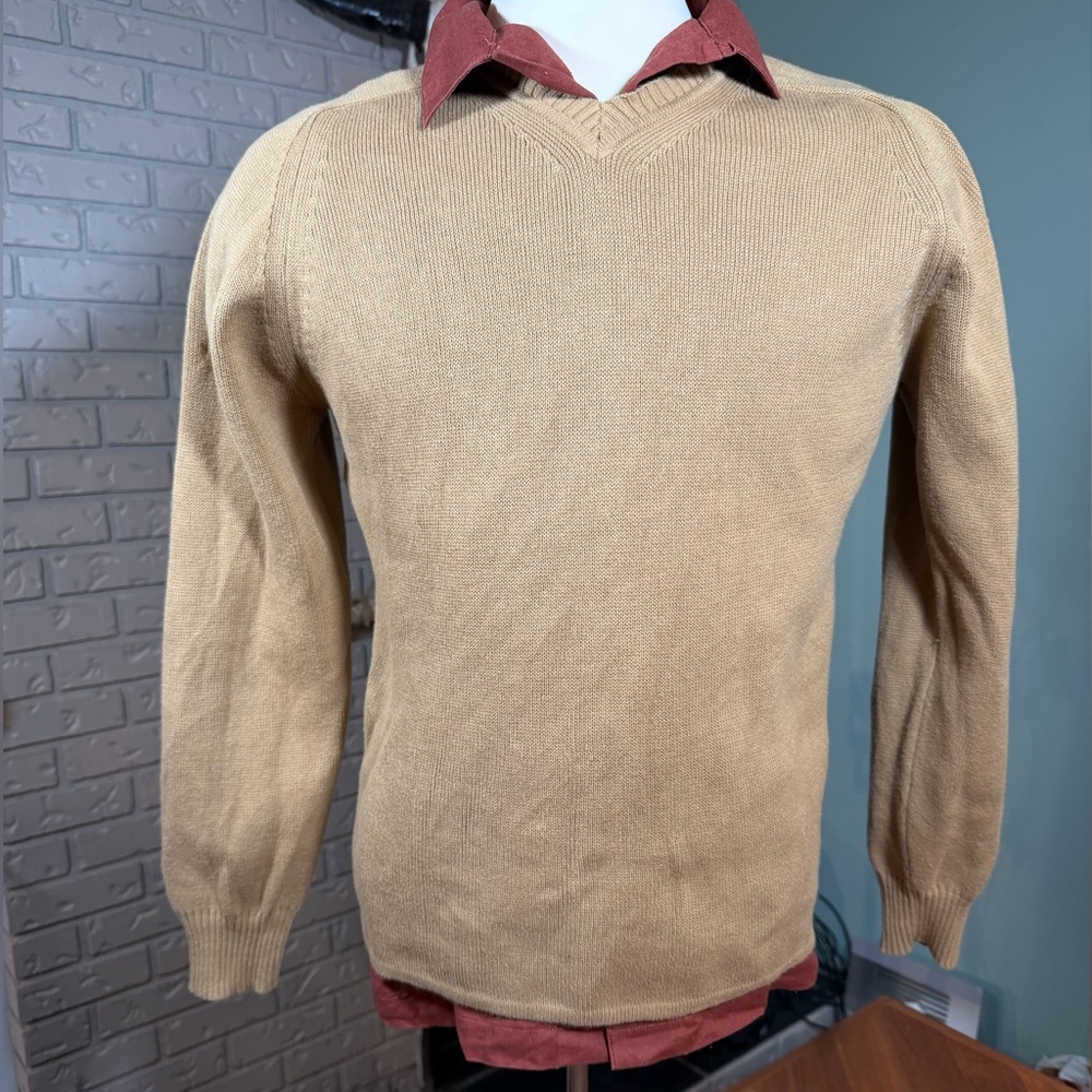 GAP 2002 Fall Y2K Cotton V Neck Sweater Beige Minimalist Unisex